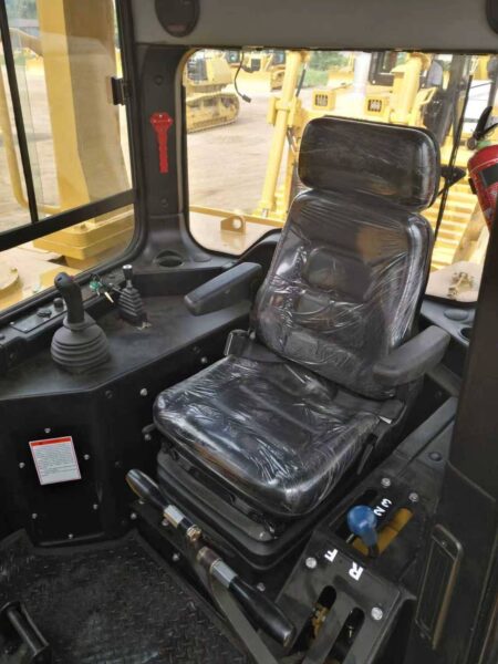 Interior of HBXG dozer cab with safety features and visibility