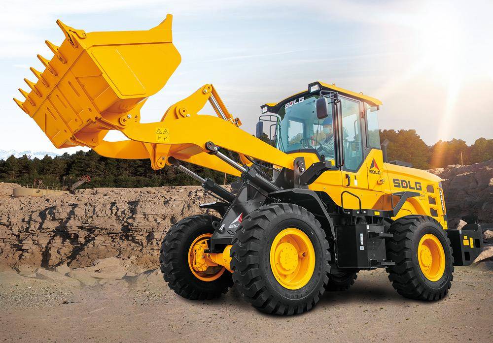 SDLG yellow wheel loader in quarry
